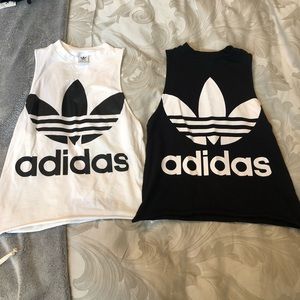 Adidas workout tank tops both white and black